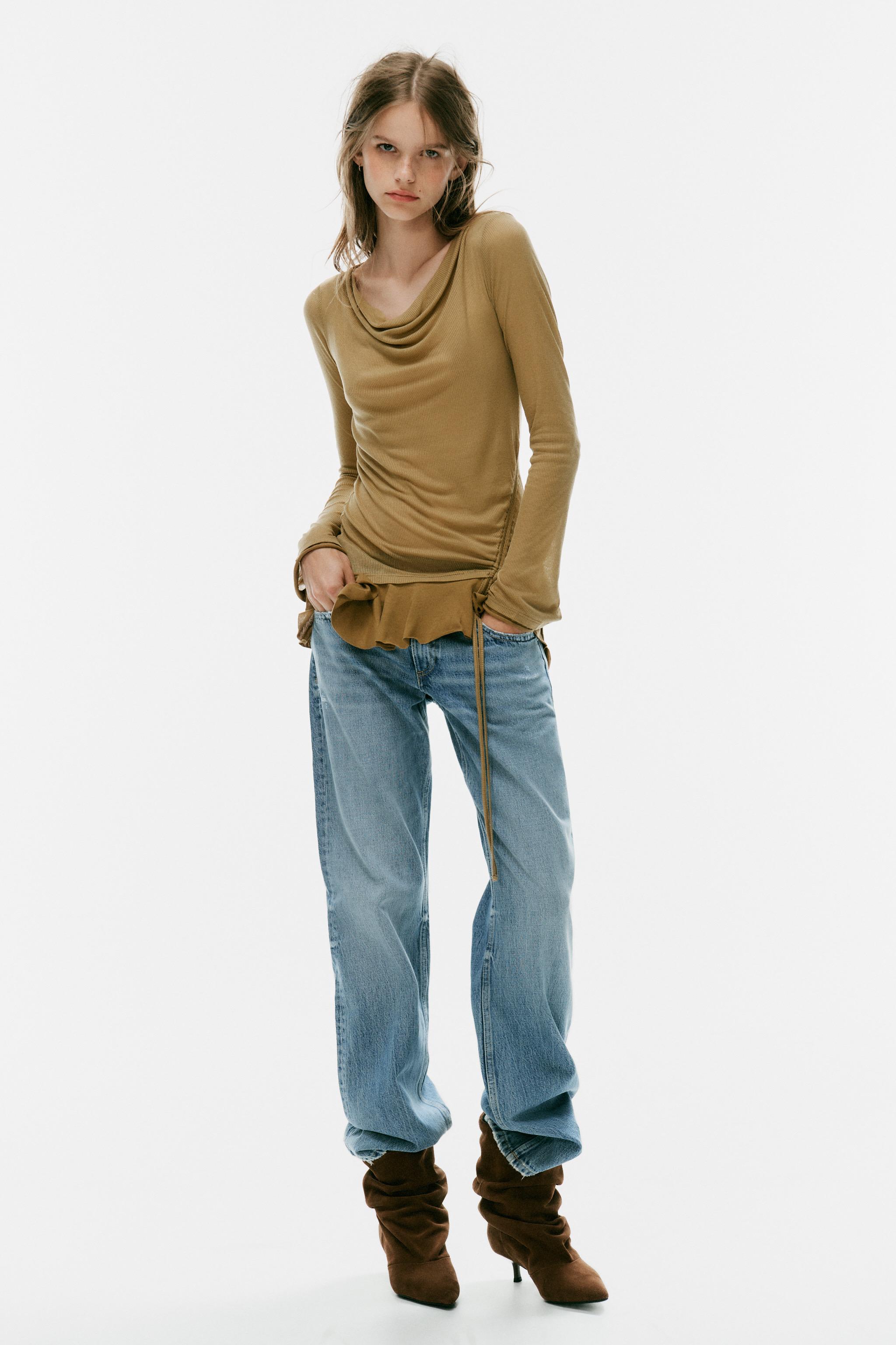 RUFFLED ASYMMETRICAL RUCHED TOP
